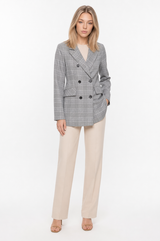 Double Checked Grey Blazer for Women Default