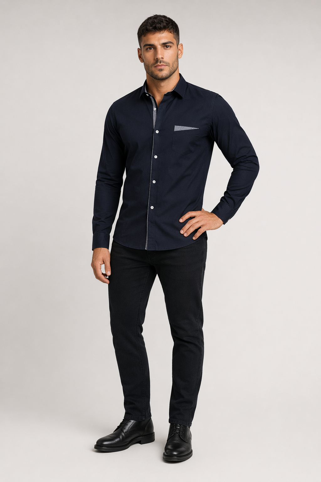 Plus Size dress shirt Navy