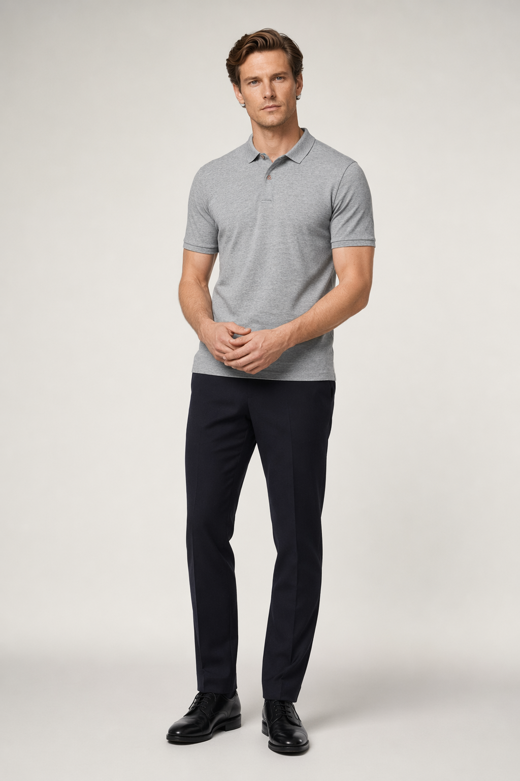 Casual Polo Shirt for Men with Short Sleeves Gray