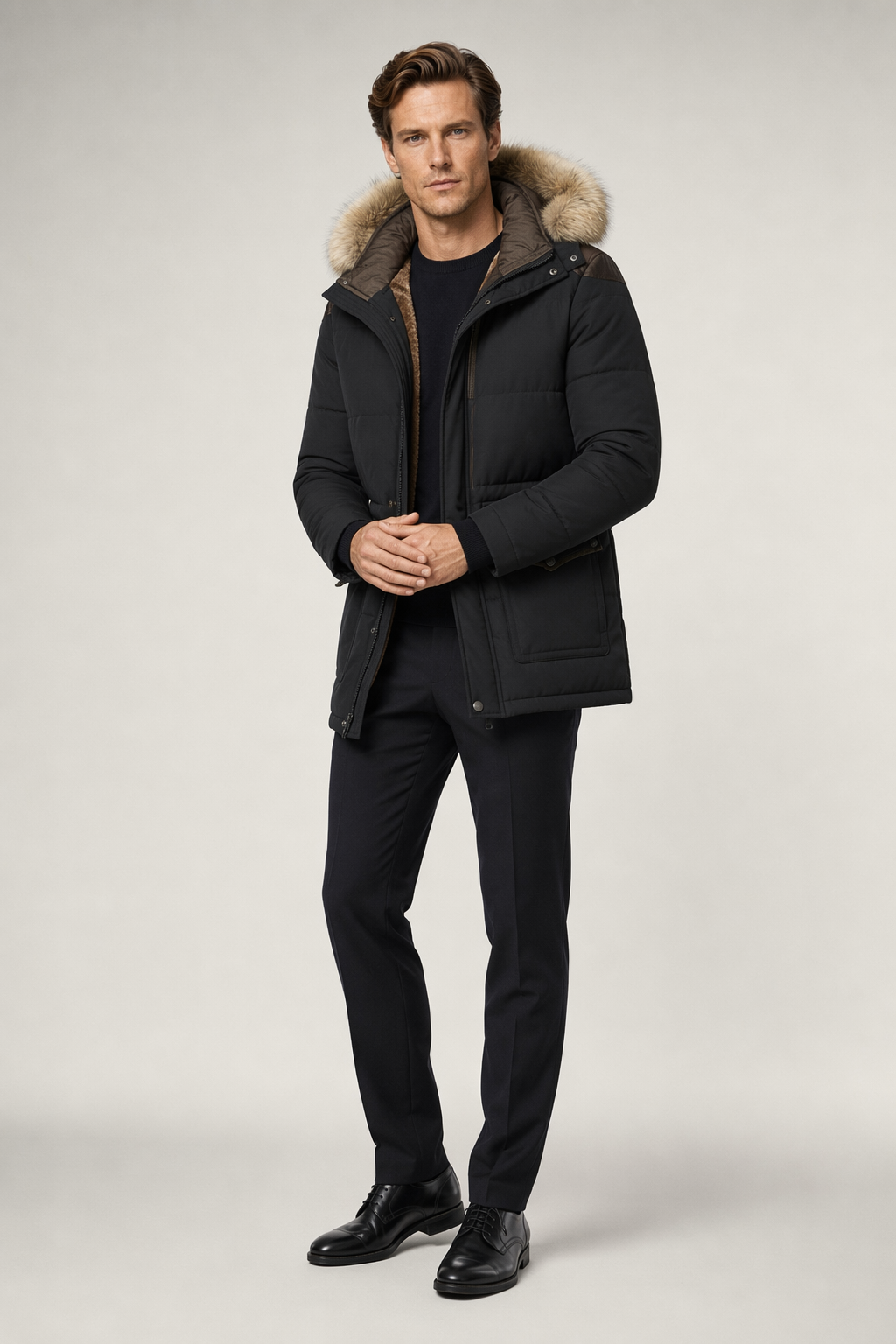 Winter Hooded Men's Jacket Black