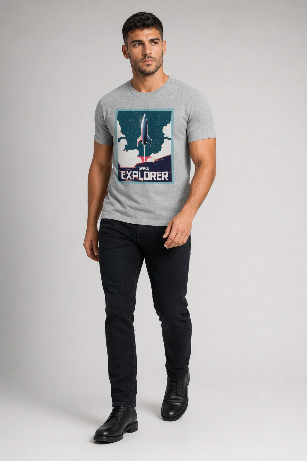 Rocket Man Tee for Men Sport Grey
