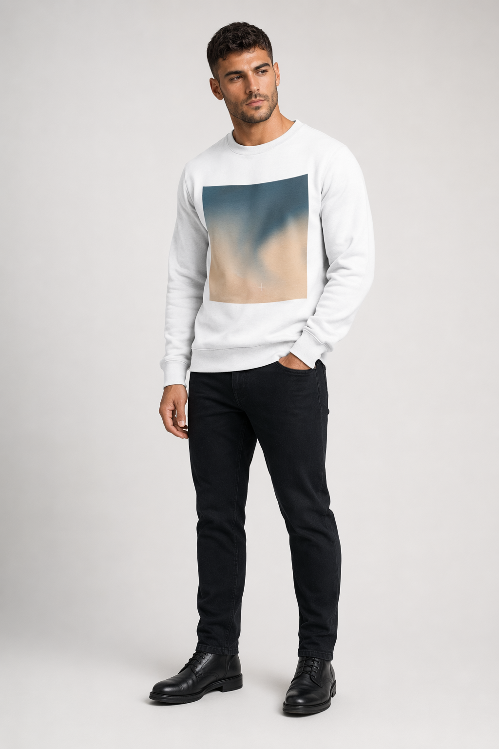 Gradient Swirl Men's Pullover White