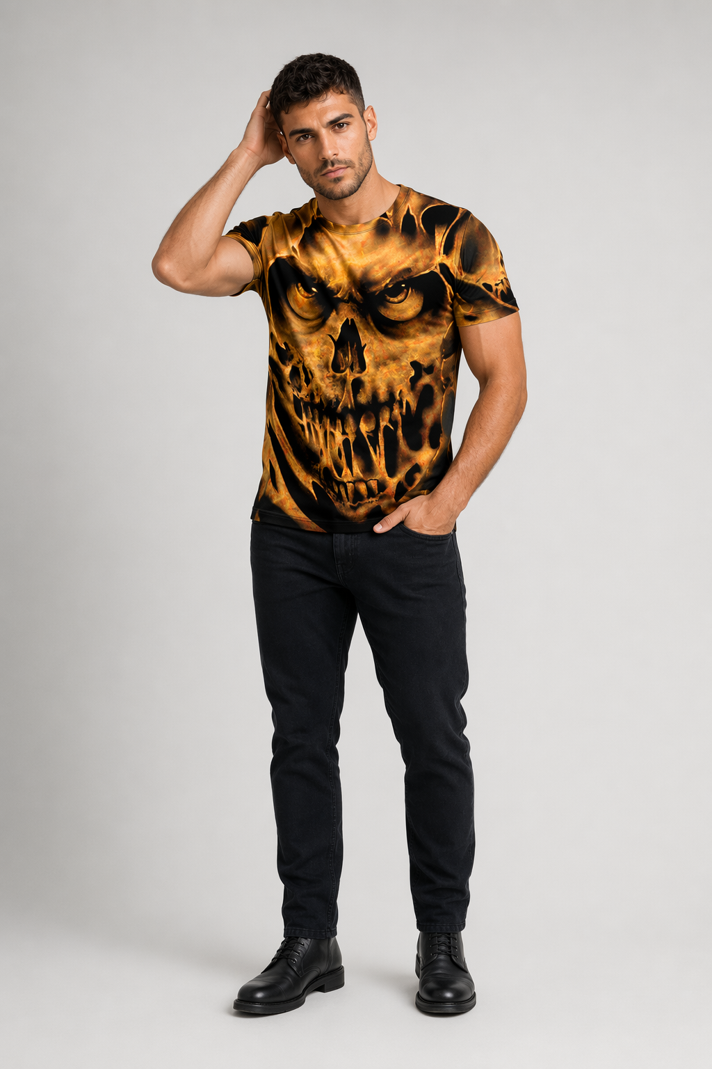 Vintage Skull Graphic Tee for Men Style 7