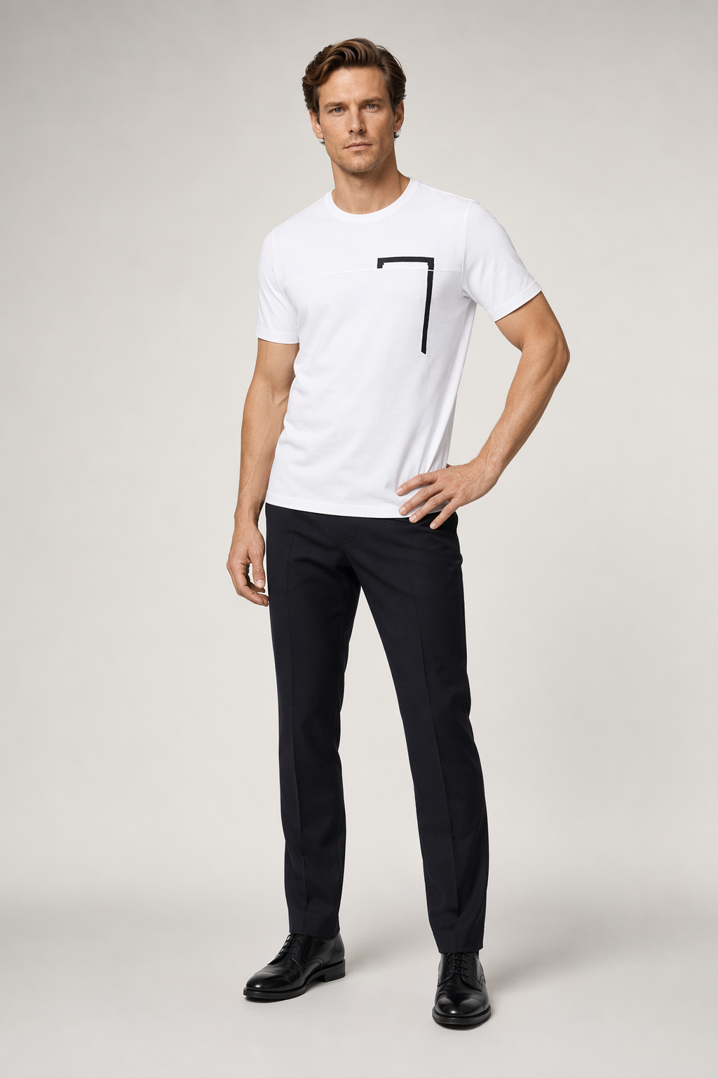 Rectangular Men's Concealed T-Shirt White