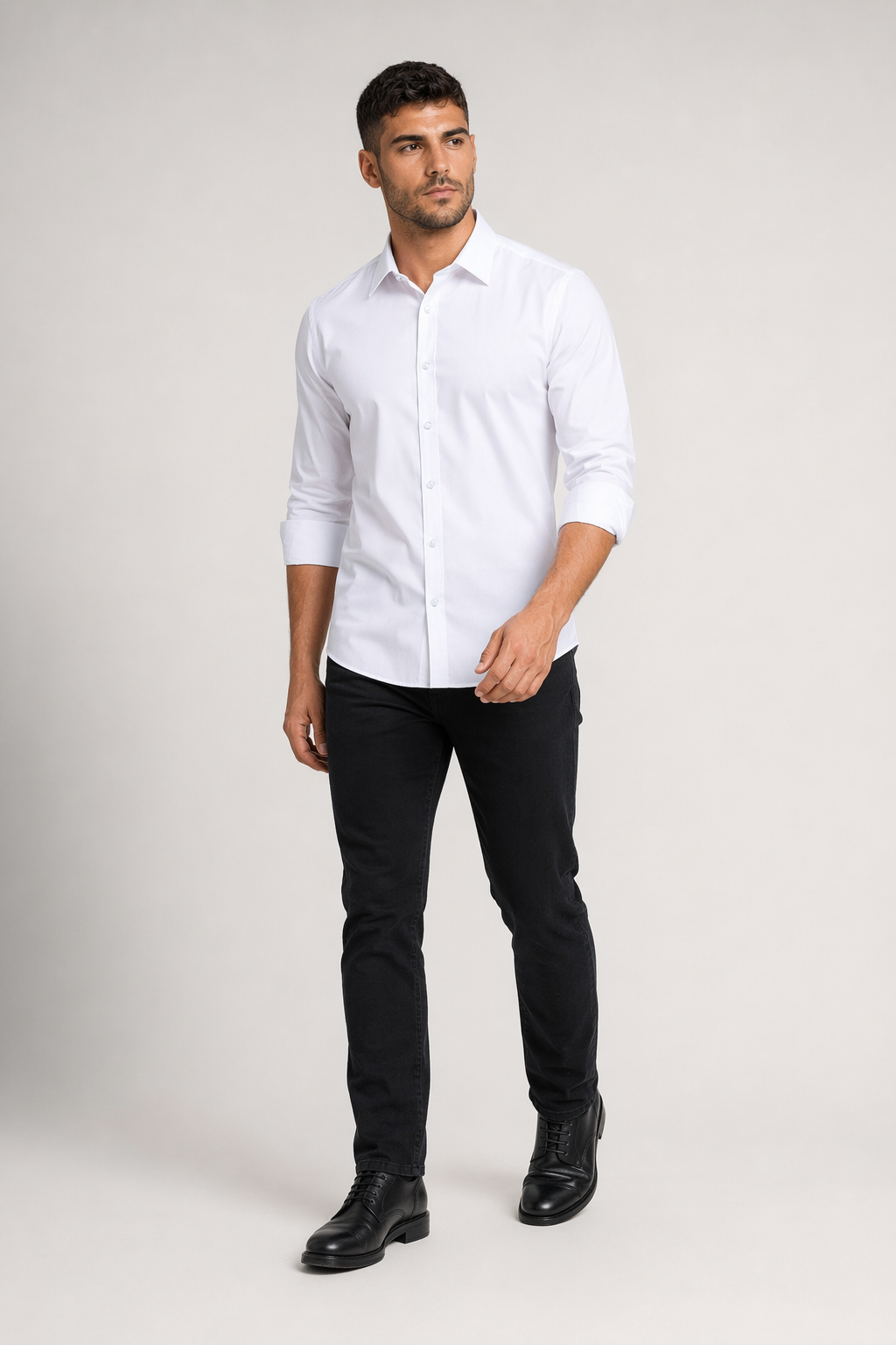 Wrinkle-Free Oxford Shirt for Men with Button Down Design White