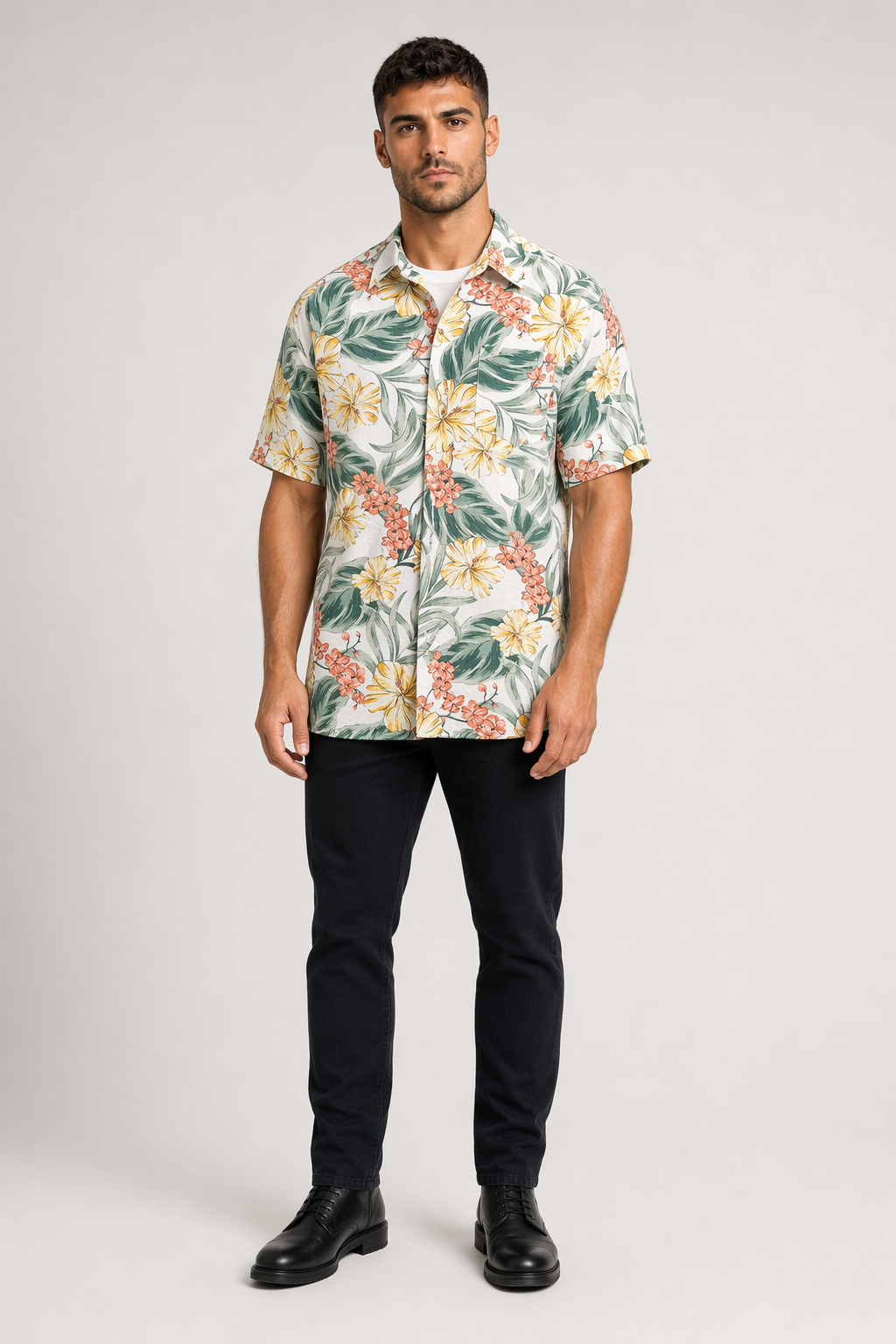 Oversized Hawaiian Print Men's Short Sleeve Shirt for a Tropical Vibe Default