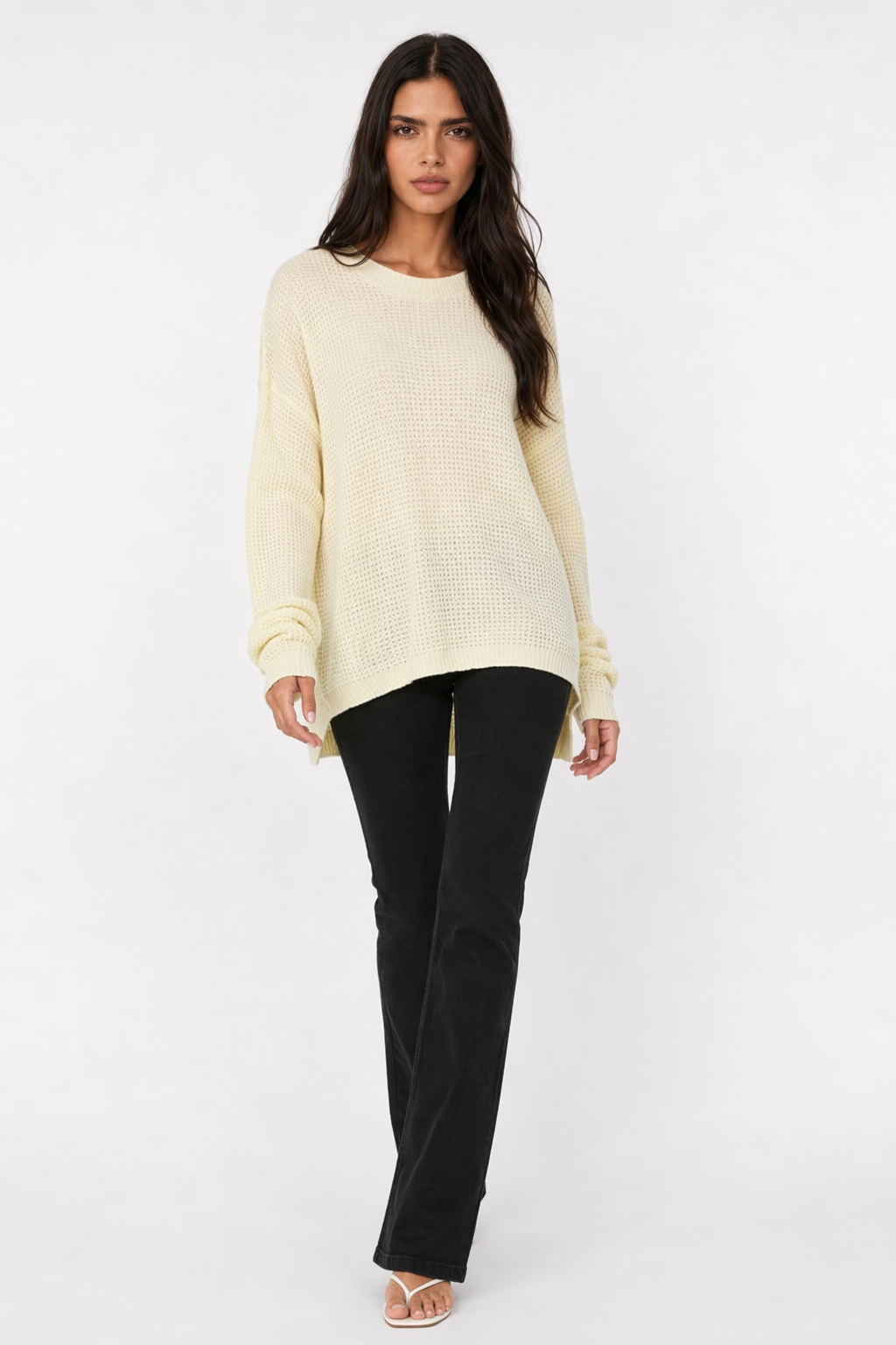 Relaxed Fit Sweater with Round Neckline for Women Default