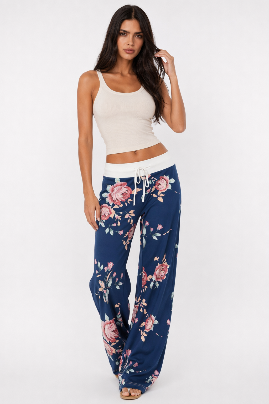 Flexible Women's Casual Trousers Blue
