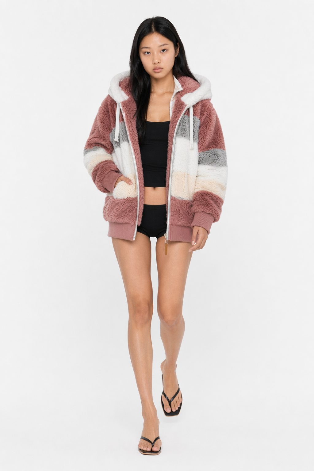 Winter Hooded Fleece Jacket for Women Red