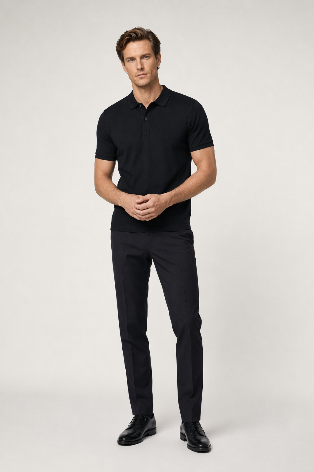 Casual Polo Shirt for Men with Short Sleeves Black