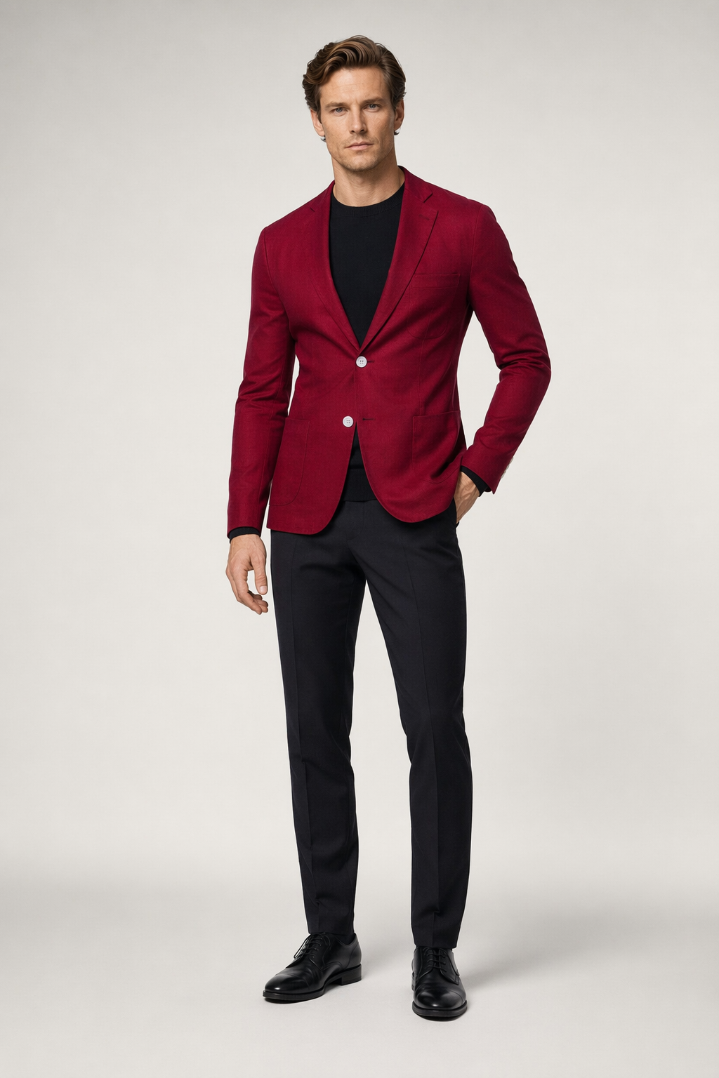 Linen Blazer for Men - Two Button Stylish Jacket Wine