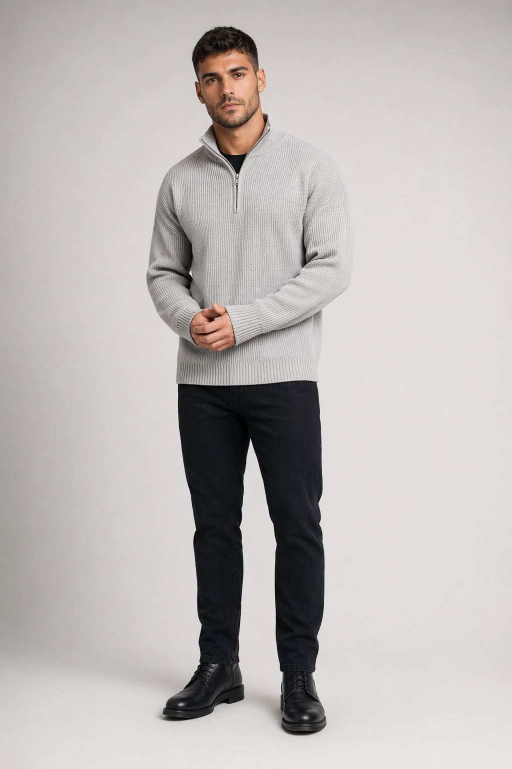 Turn Down Collar Sweater for Men: Redefining the Classic Style Gray