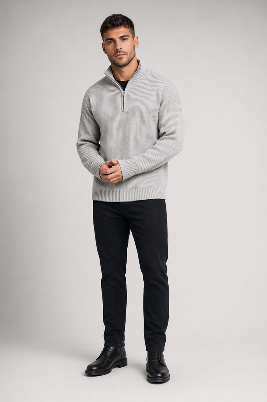 Turn Down Collar Sweater for Men: Redefining the Classic Style Gray