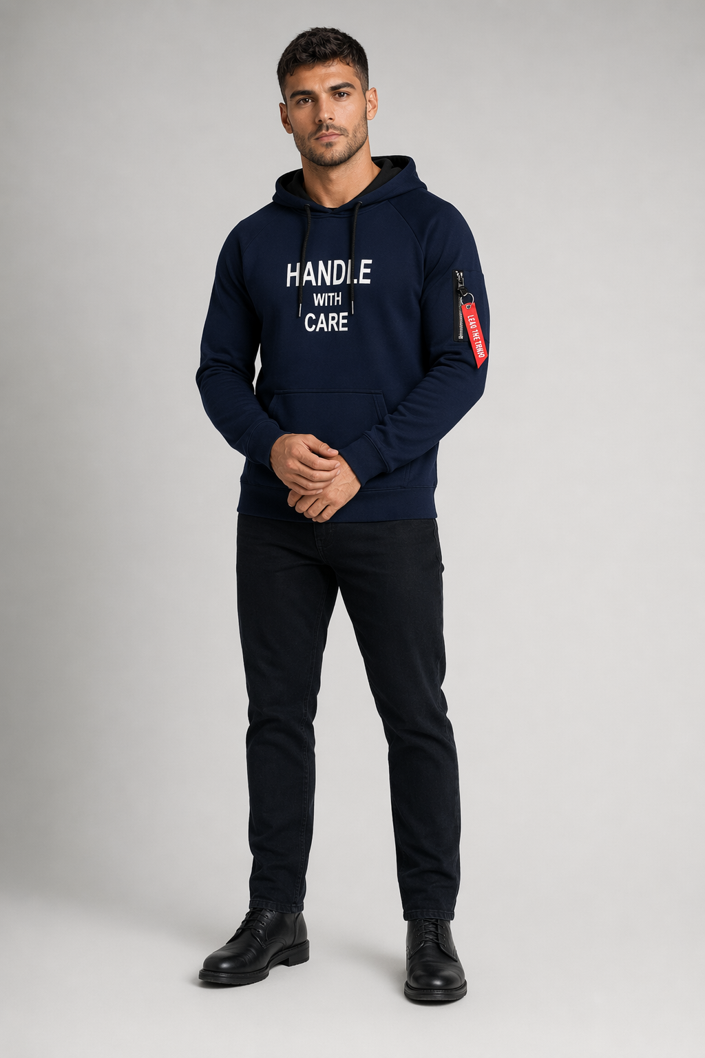 Street Style Hoodie for Men Navy