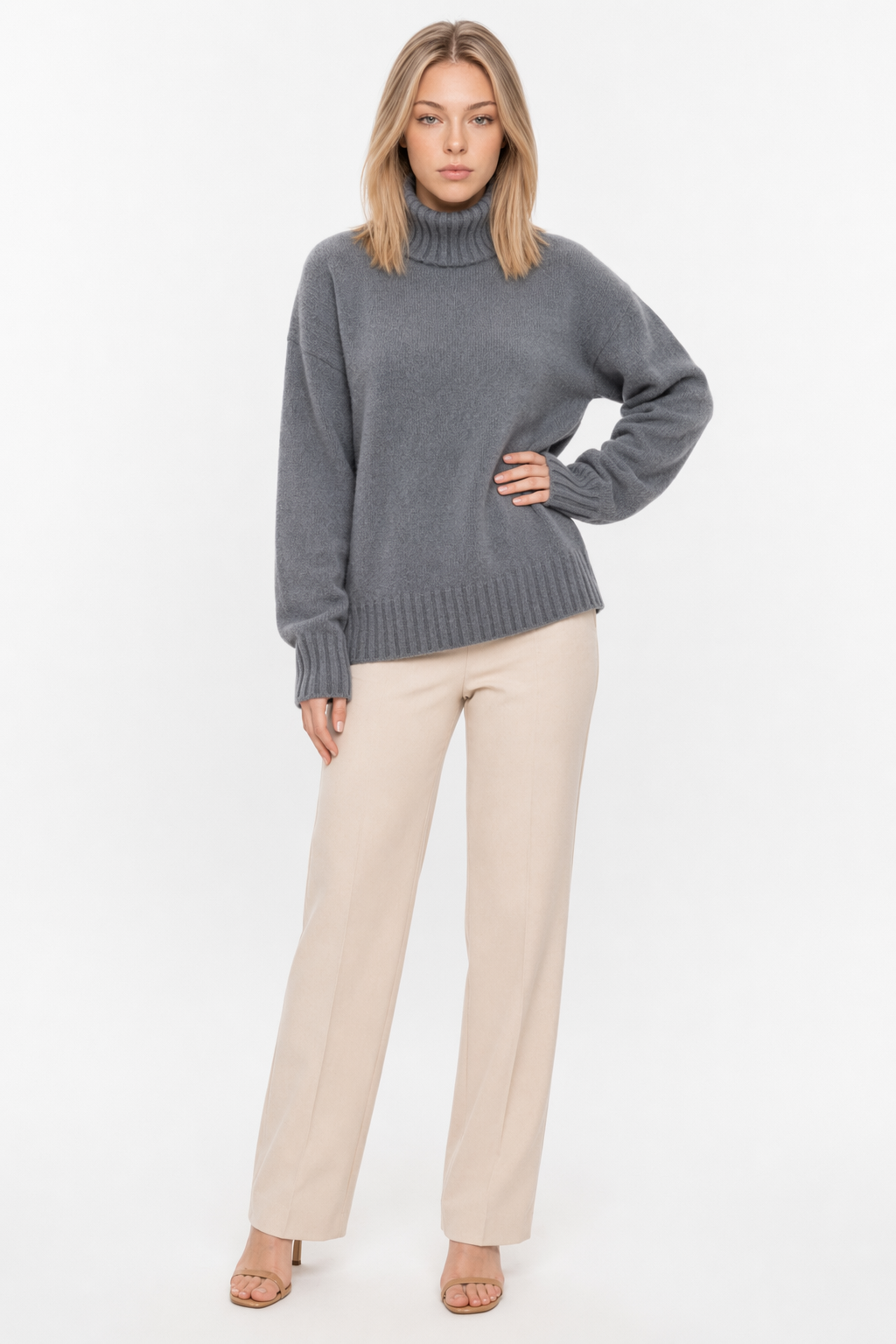 Women's Cozy Turtleneck Sweater Gray