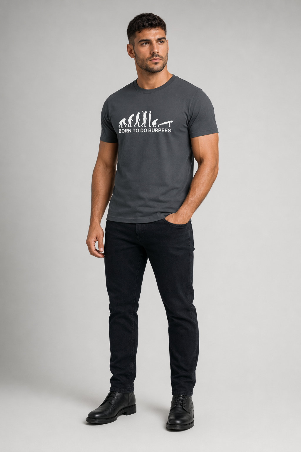 Men's Logo T-Shirt for Burpee Exercise Dark Gray