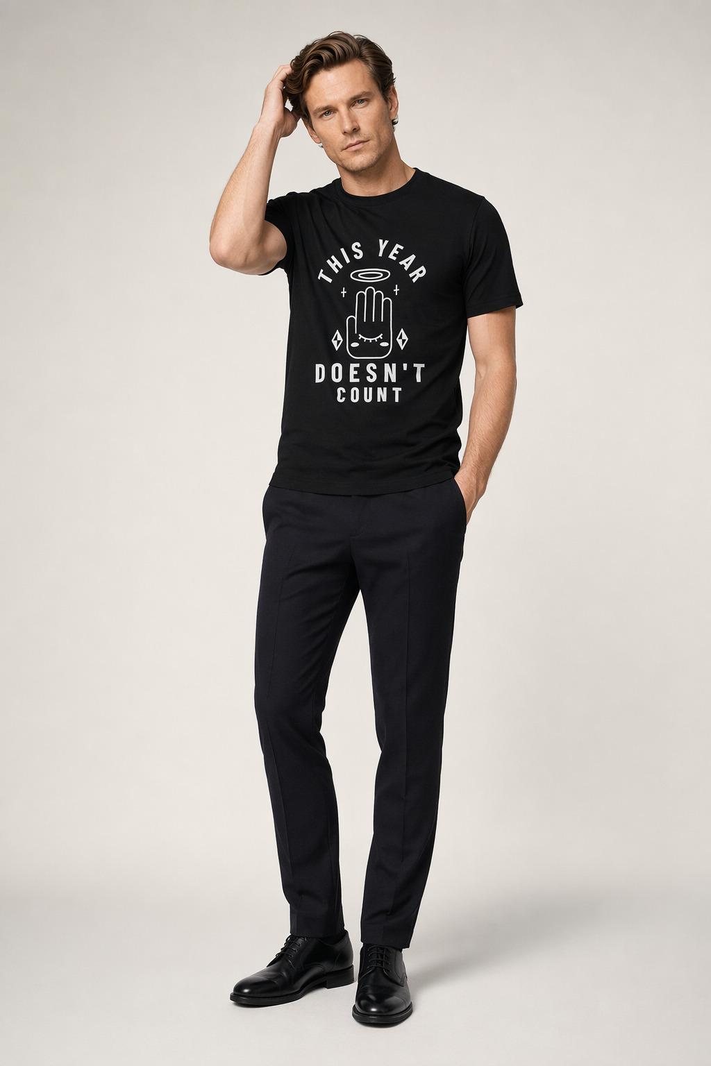 2020 Men's Graphic Tee Solid Black Blend