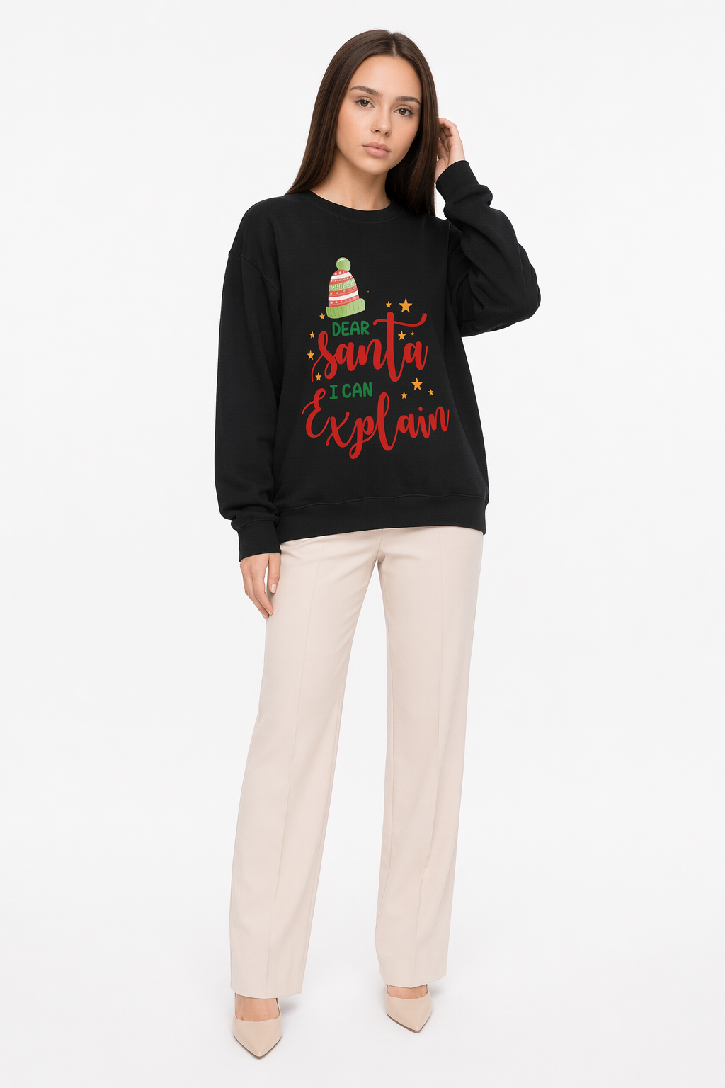 Santa I Can Explain Women's Sweatshirt Black