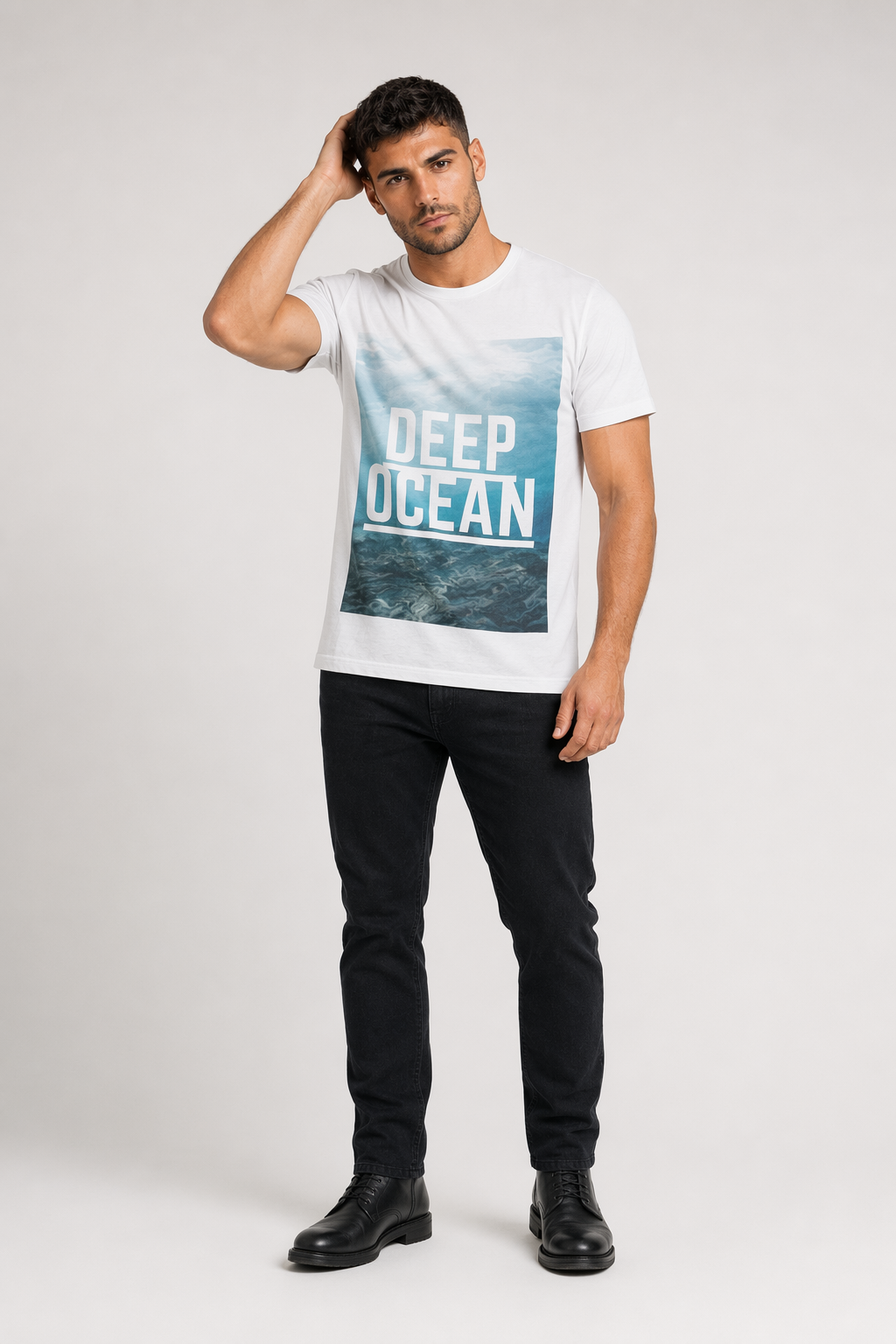 Ocean Logo Tee for Men White