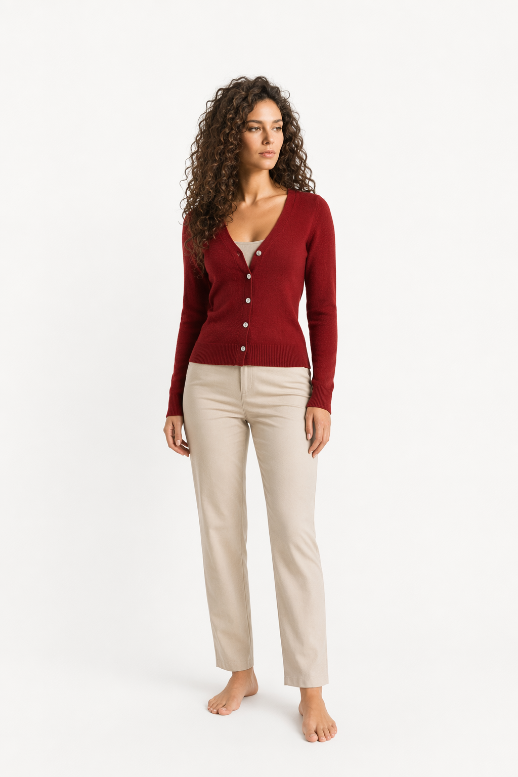 Slim Fit Cardigan for Women - Korean Inspired Design Burgundy