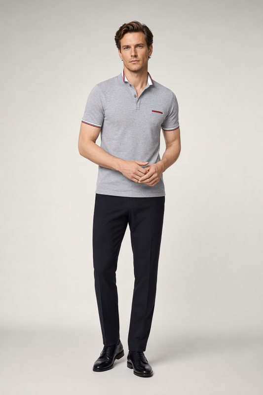 Casual Polo Shirt for Men - Short Sleeve Summer Style Gray