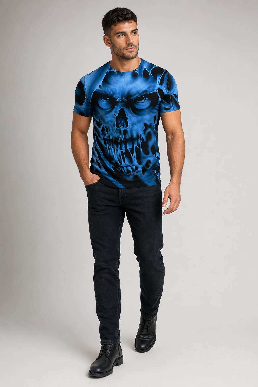 Vintage Skull Graphic Tee for Men Style 8