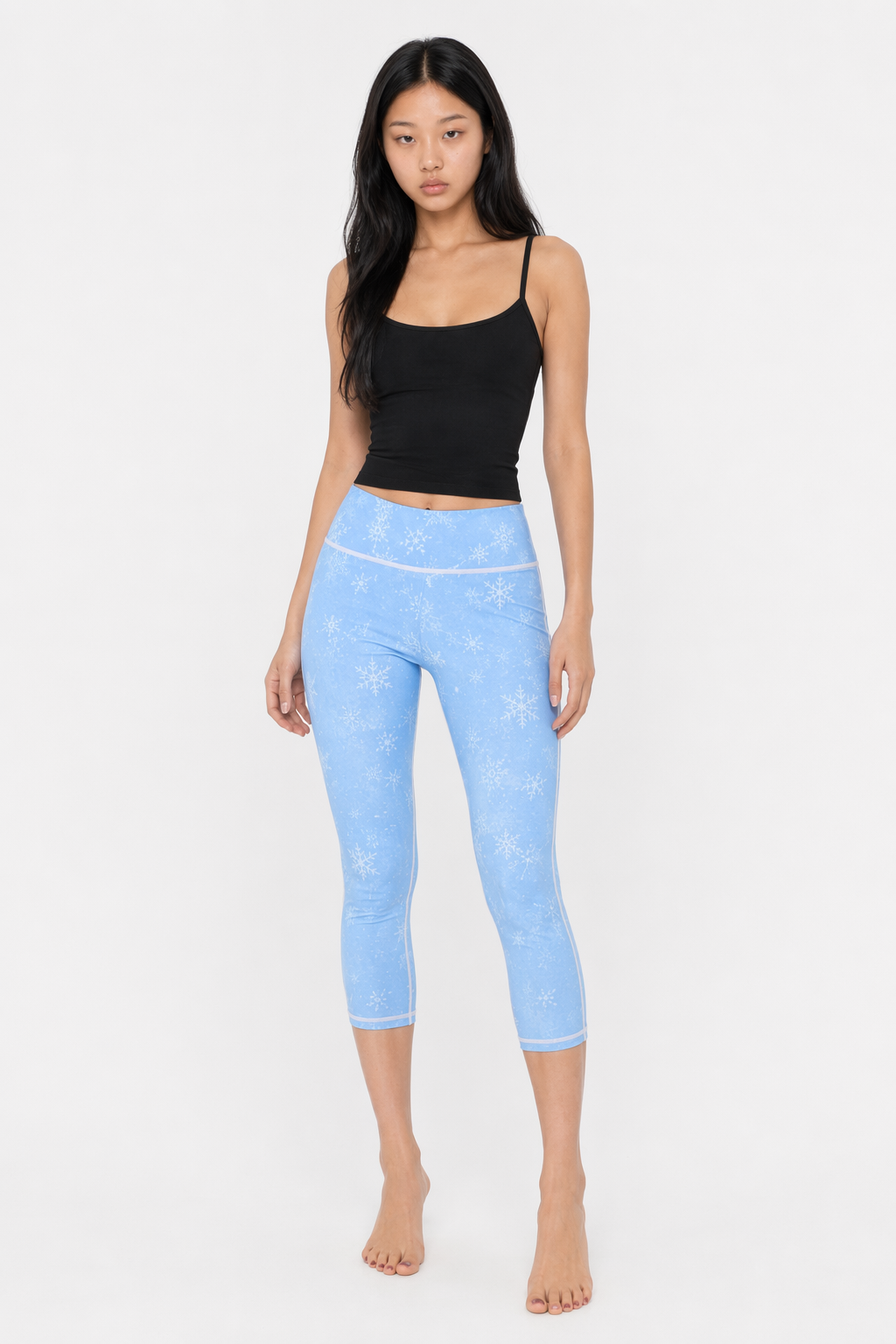Slim Fit High Waist Floral Yoga Leggings for Women Blue