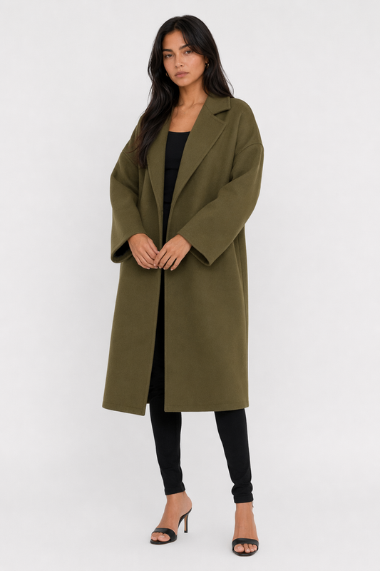Relaxed Fit Olive Drab Women's Autumn Coat Default