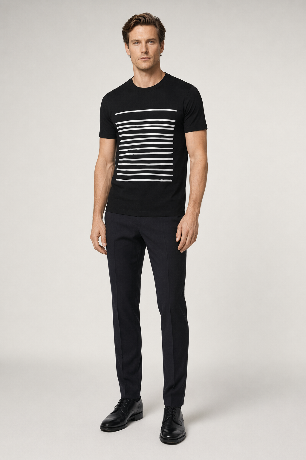 Black Tee for Men with Stripes Default