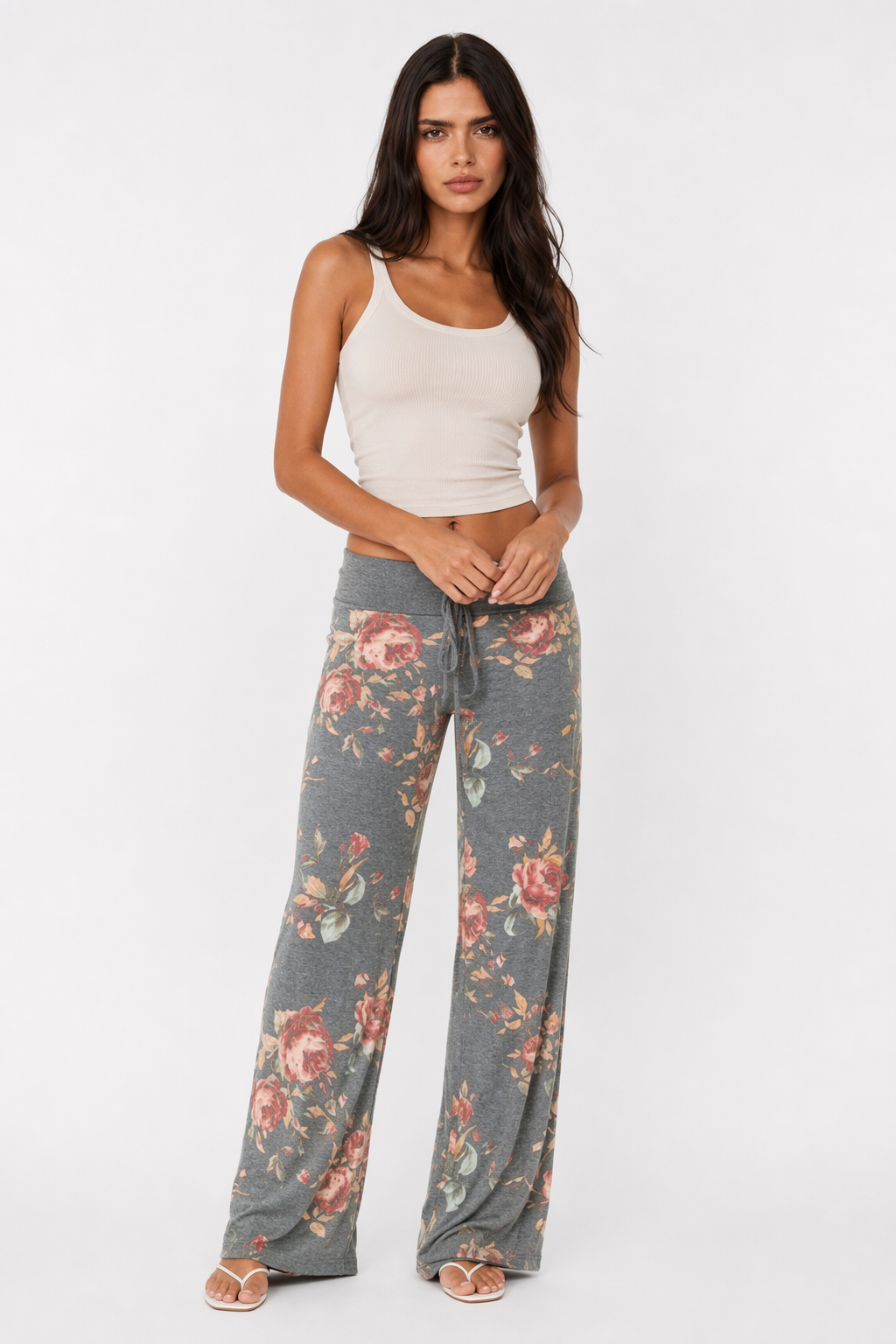 Flexible Women's Casual Trousers Gray