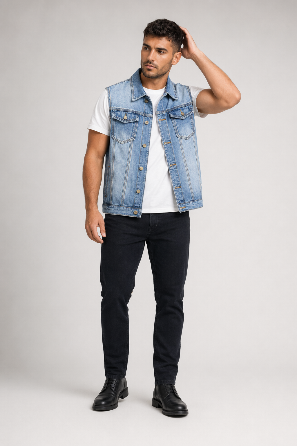 Faded Denim Men's Buttoned Vest Default