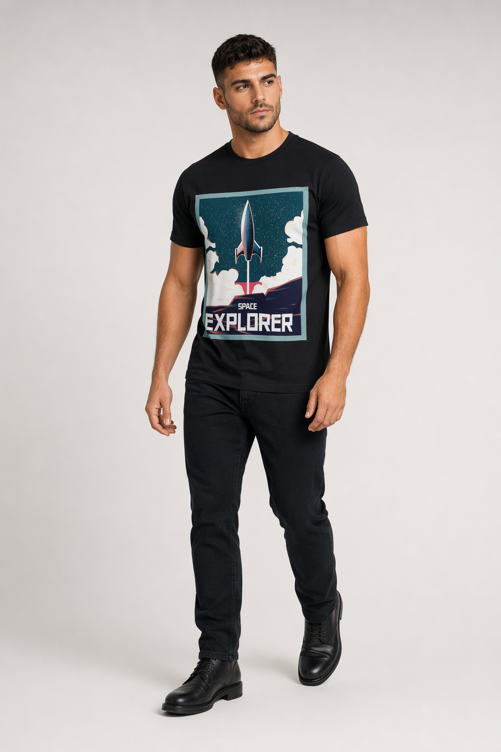 Rocket Man Tee for Men Black