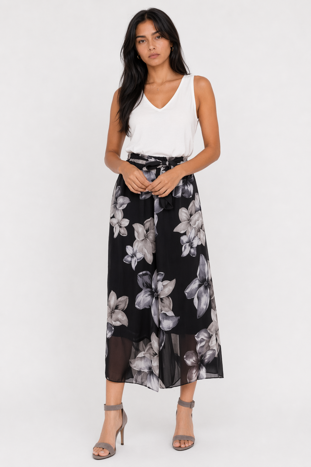Floral Chiffon Wide Leg Pants for Women Default
