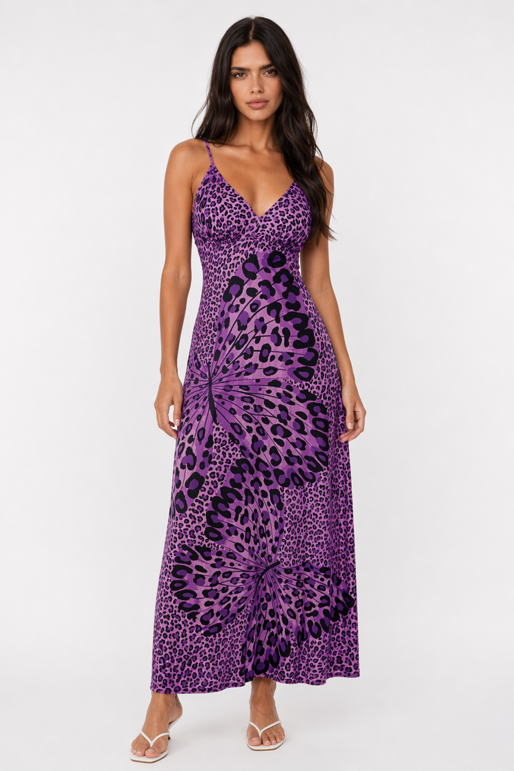 Sleeveless Dress with Leopard Print for Women Purple