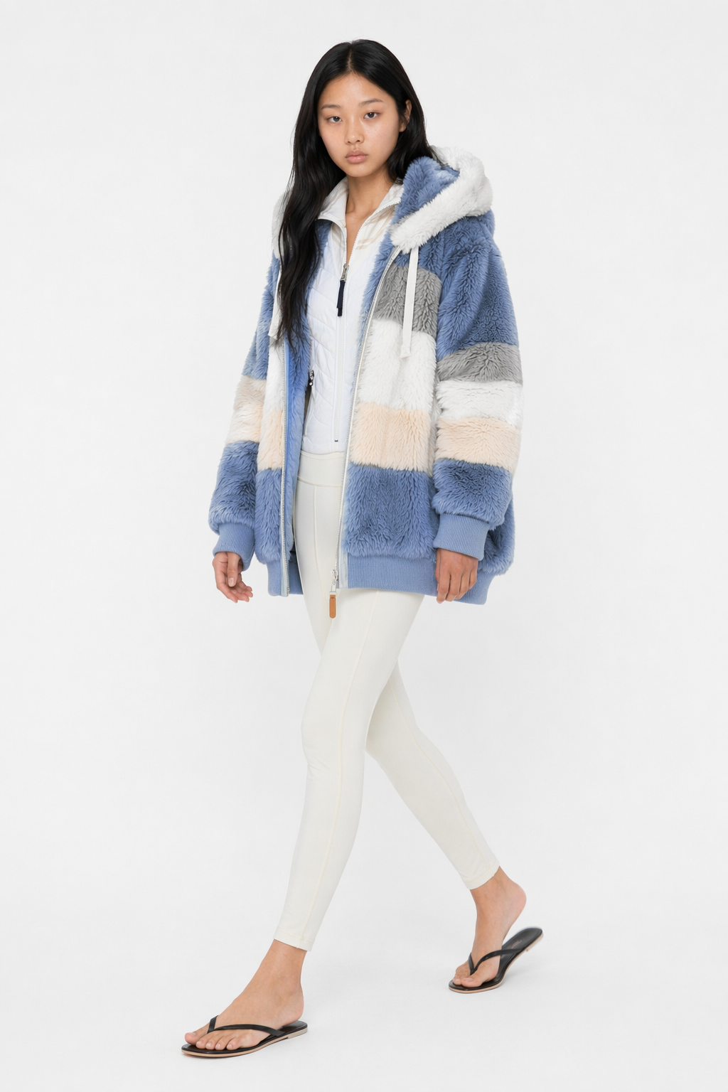 Winter Hooded Fleece Jacket for Women Blue