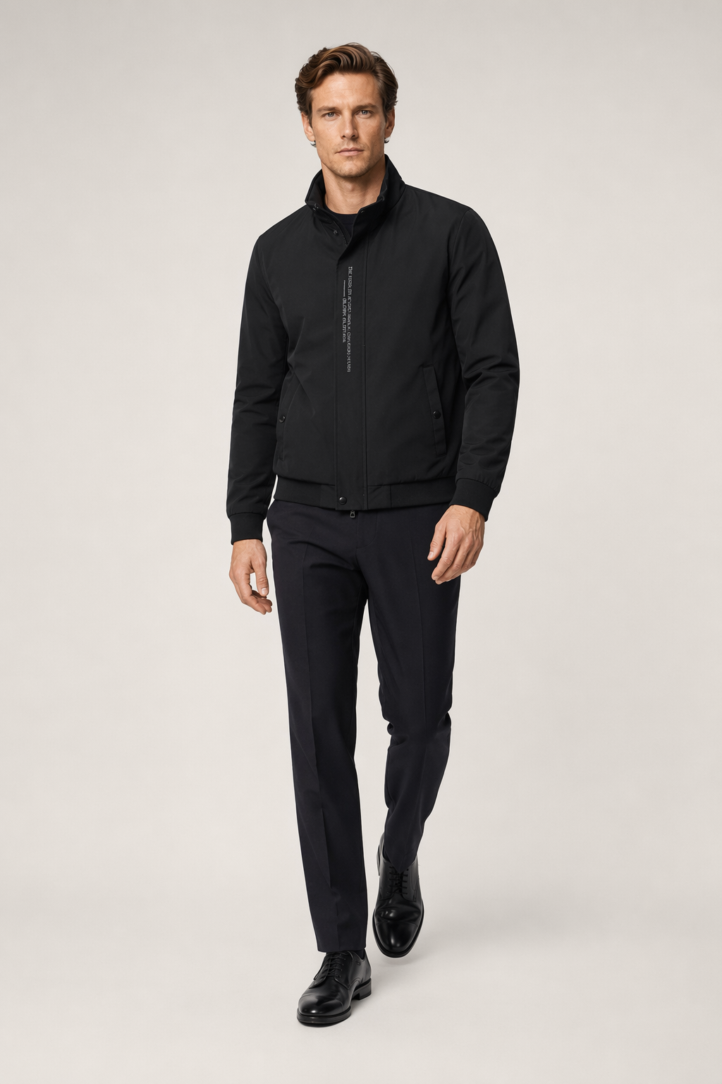 Short High Collar Men's Jacket Black