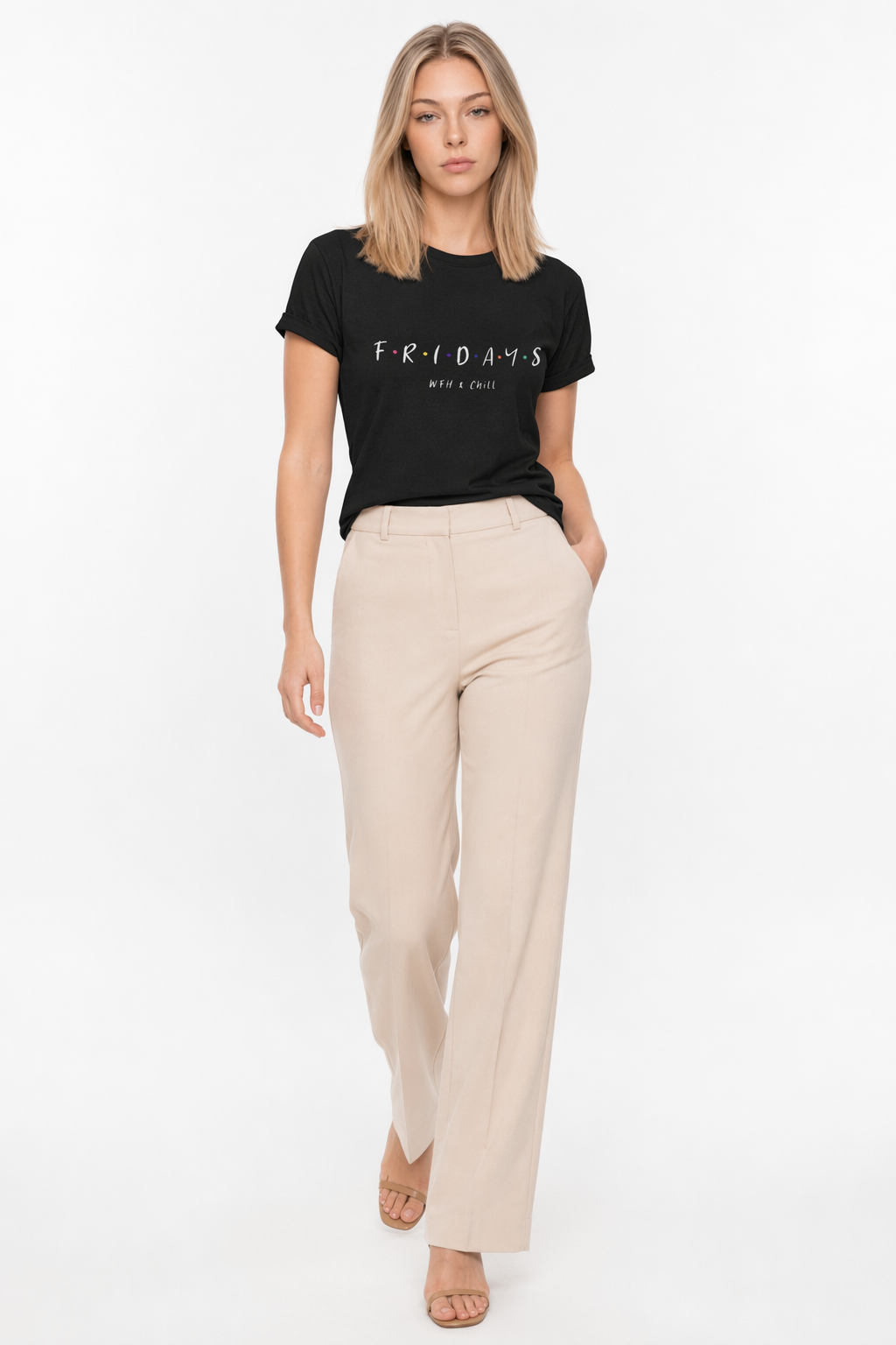 Friday Women's Short Sleeve Jersey Tee for Work from Home and Relaxation Black