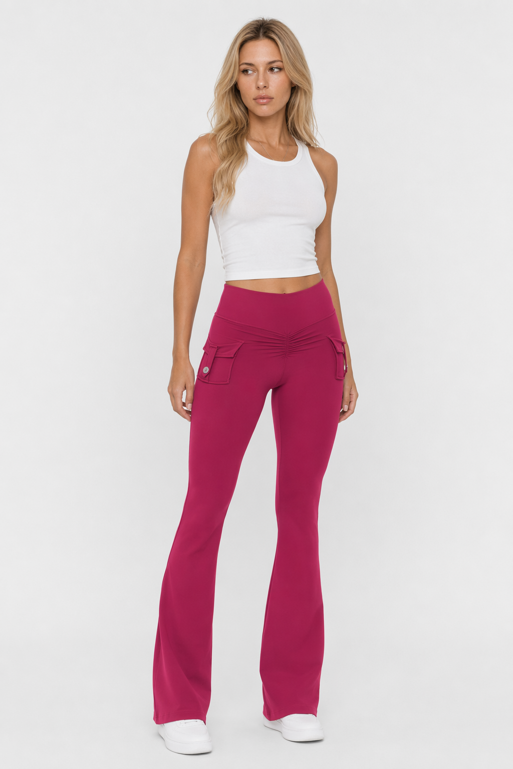 Yoga Leggings with Spacious Pockets for Wide Leg Movement Rose