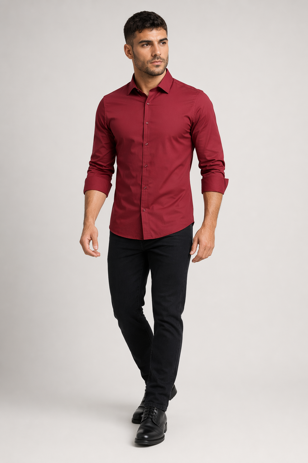 Wrinkle-Free Oxford Shirt for Men with Button Down Design Red