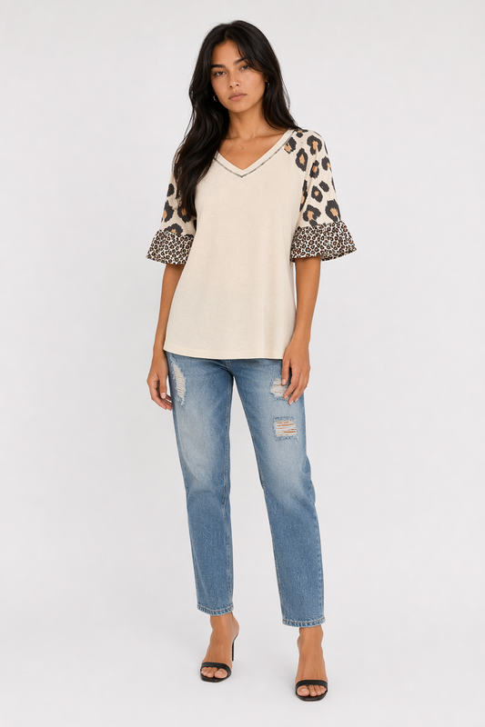 Leopard Print Womens Sleeve Top Default