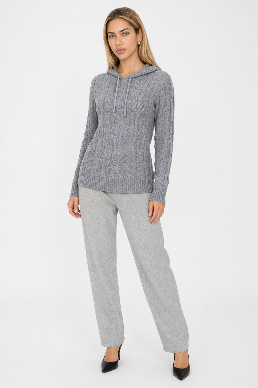 Hooded Women's Pullover Sweater Gray