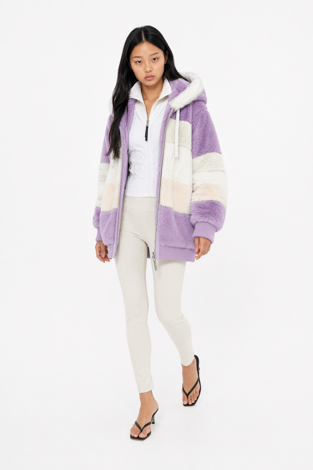 Winter Hooded Fleece Jacket for Women Purple
