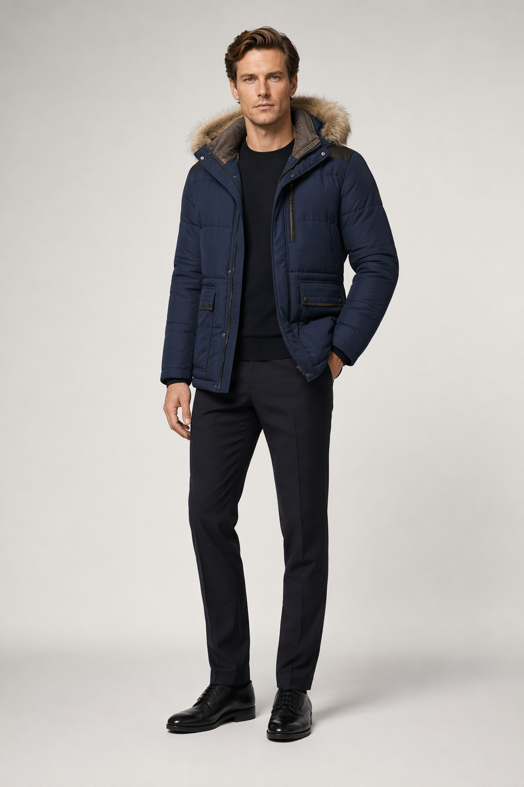 Winter Hooded Men's Jacket Navy