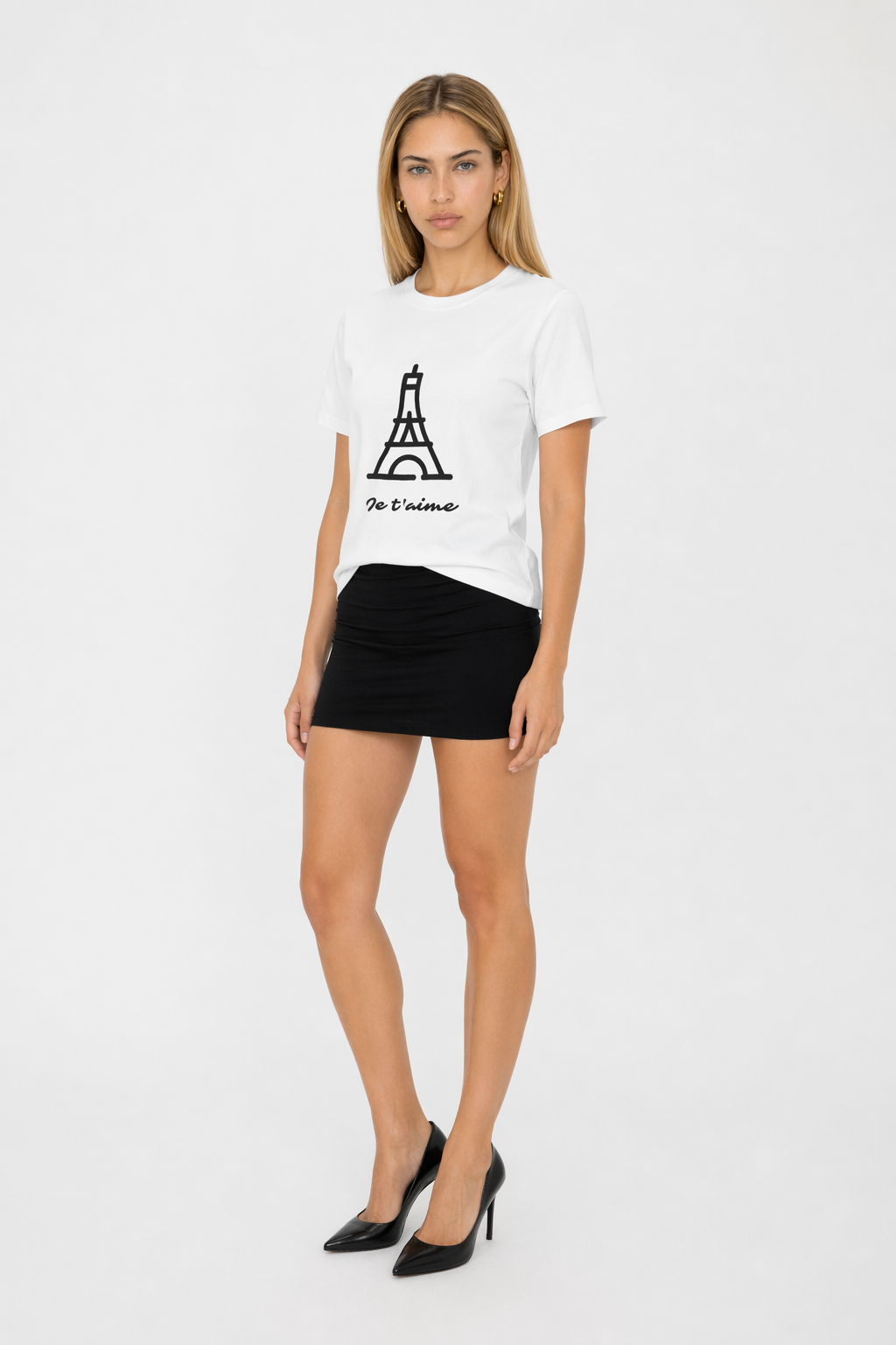 Logo T-Shirt for Women with 'Je T'aime' Message White