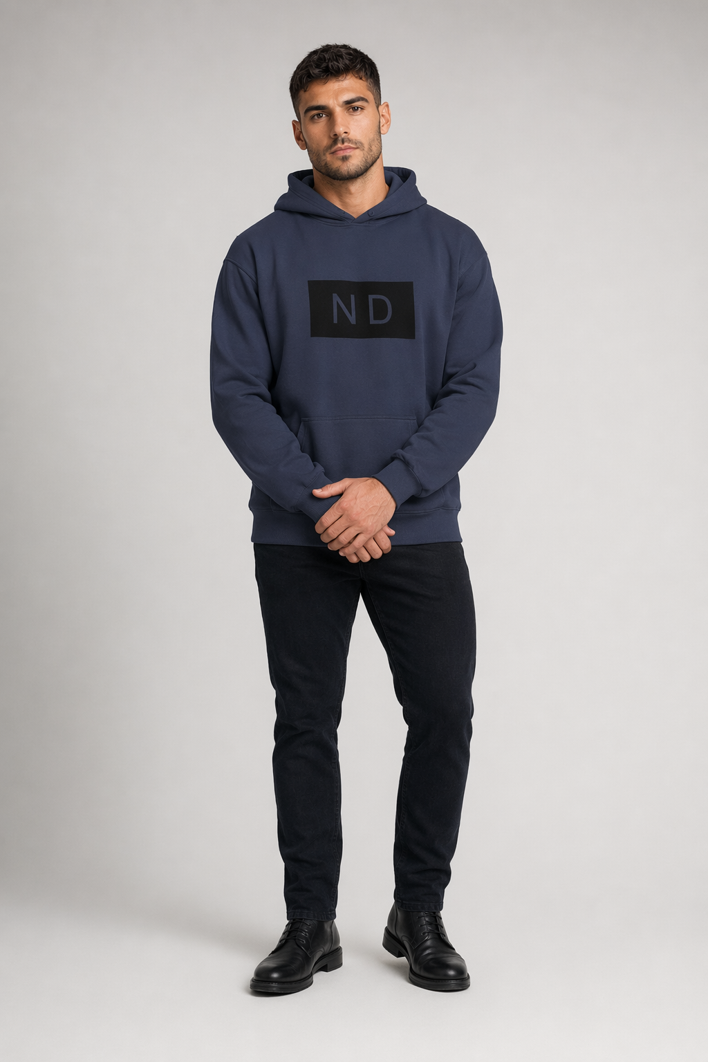 ND Hooded Sweatshirt for Men's Urban Fashion Navy