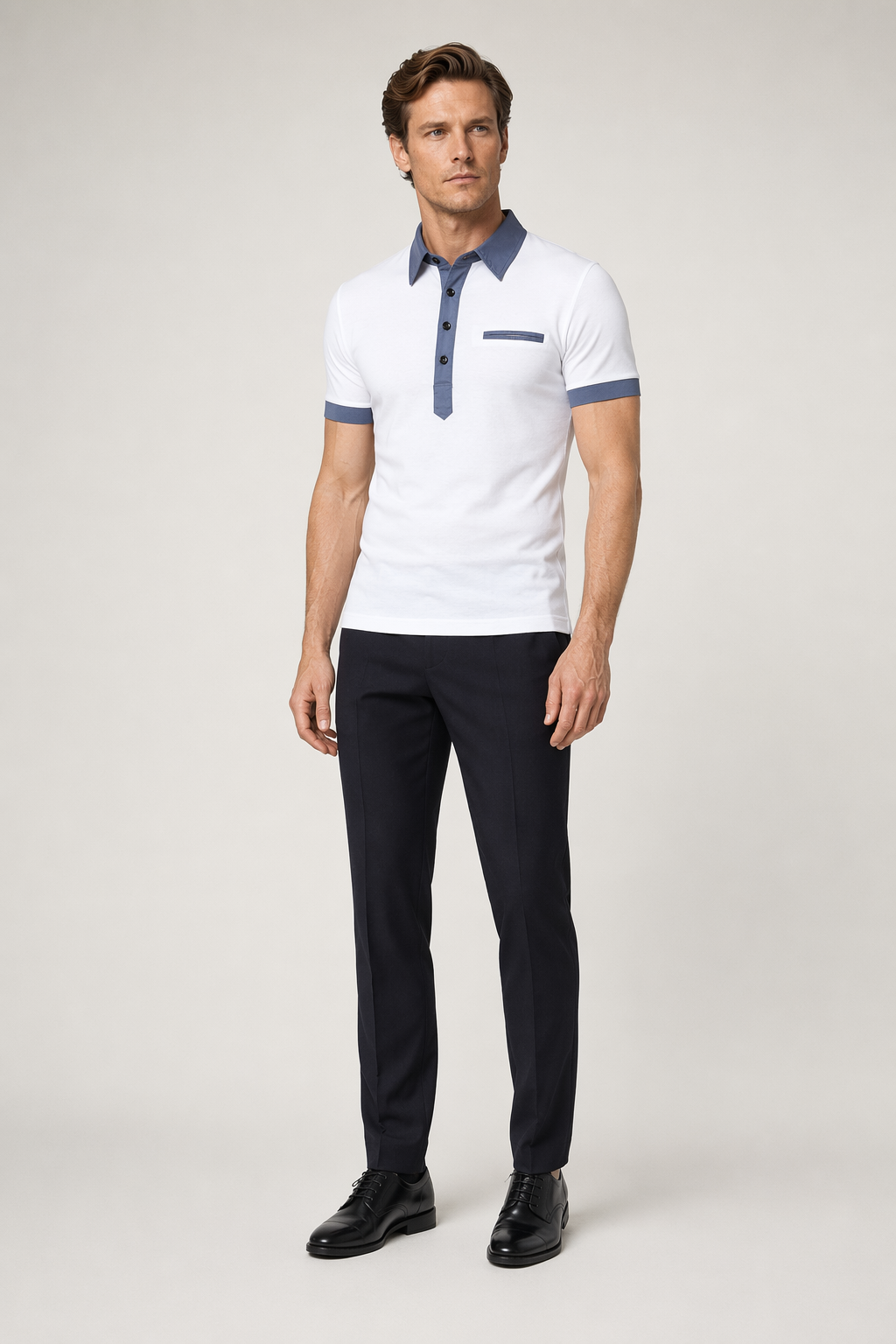 2-colored Dress Polo Shirt White
