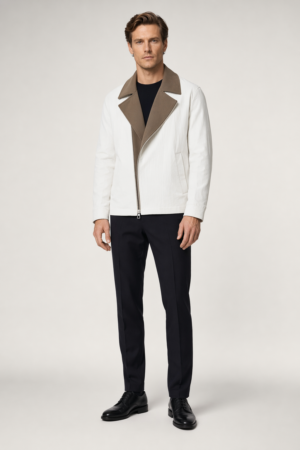 Fold Over Zip Men's Jacket White