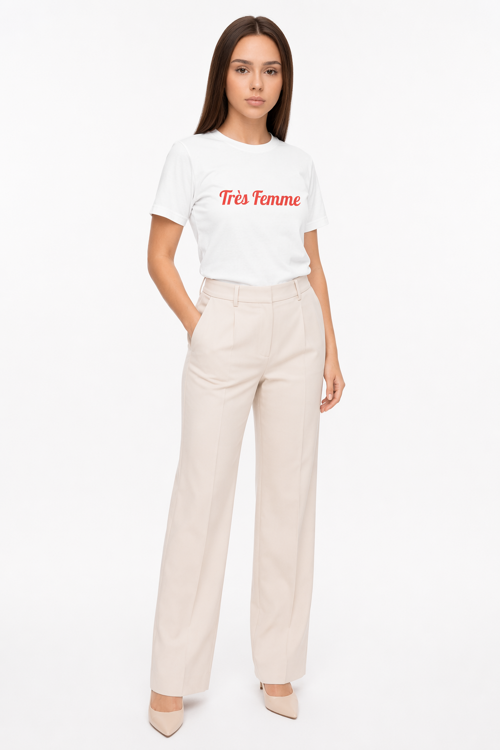 Logo Tee for Women: Tre Femme Edition White