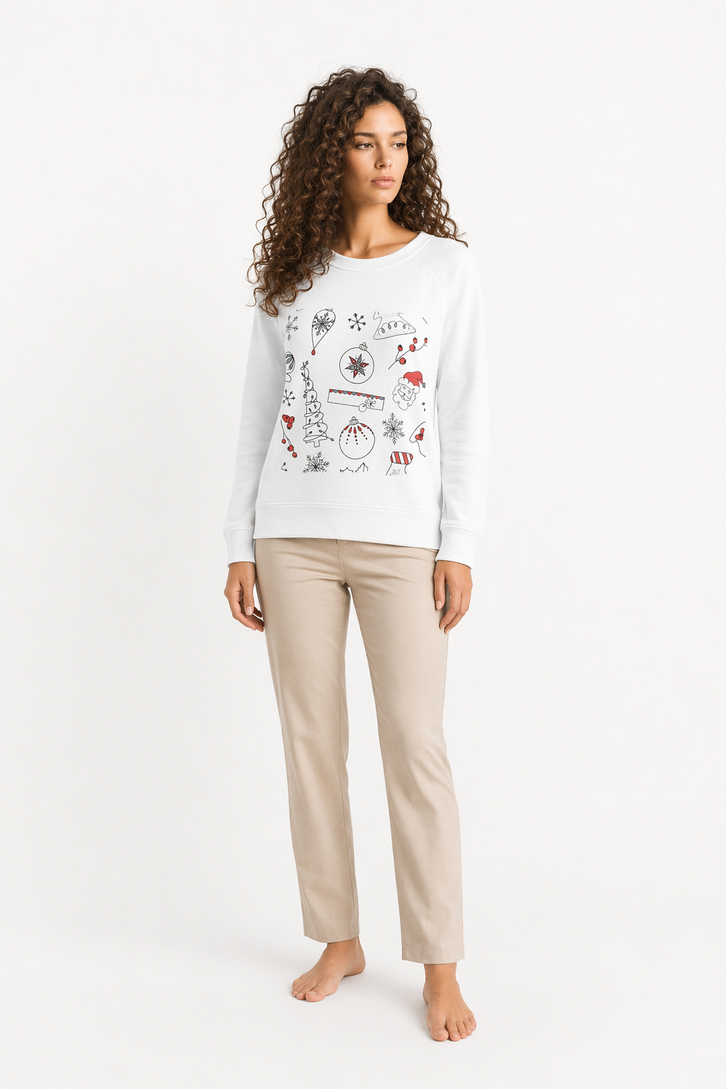 Christmas-themed Sweater for Women White