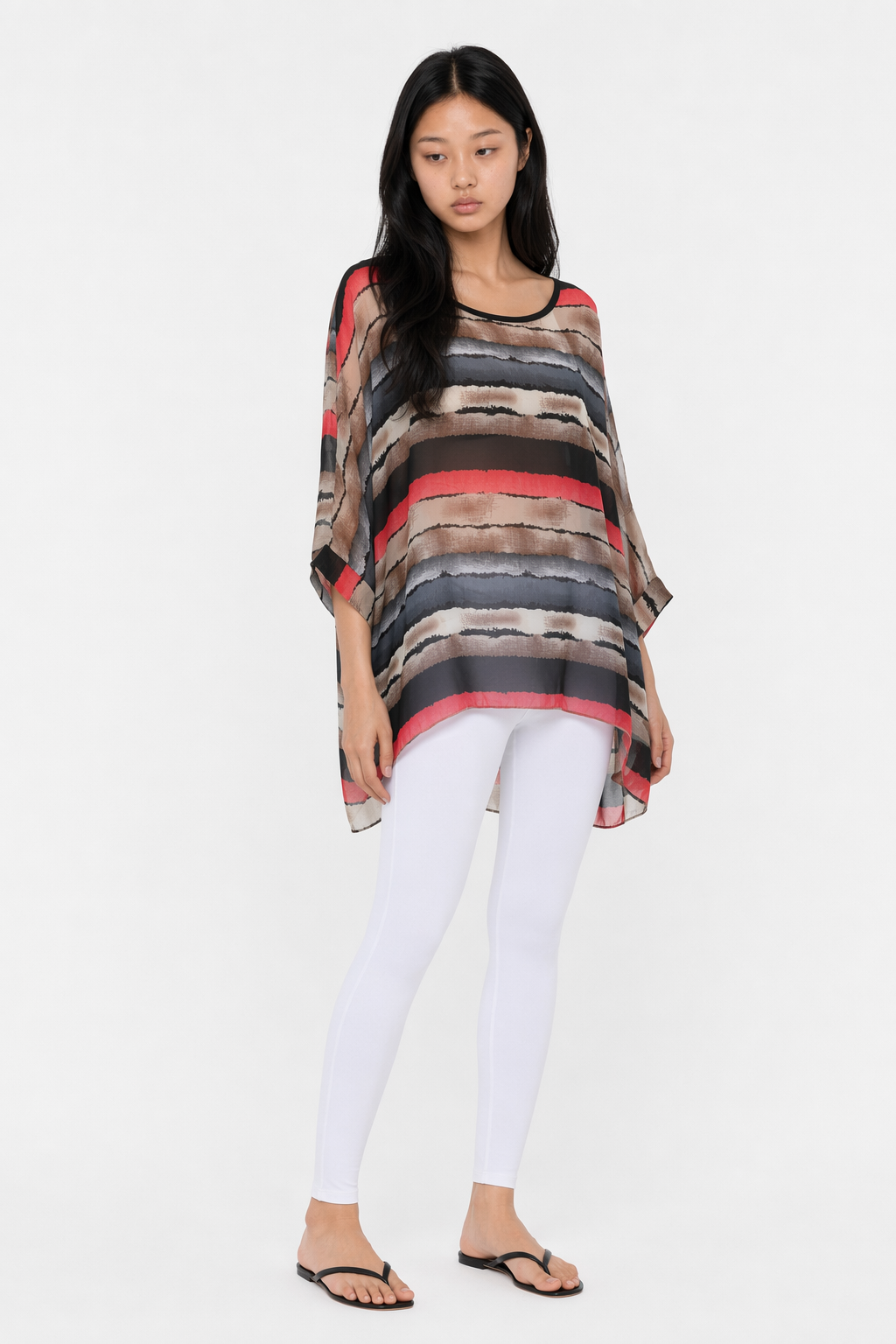 Colorful Striped Chiffon Tunic for Women Default